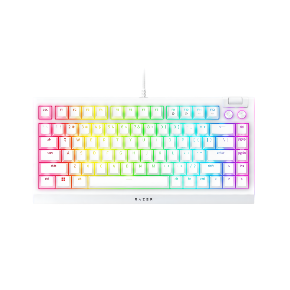 Razer BlackWidow V4 75% Mechanical Gaming Keyboard – White (Orange ...